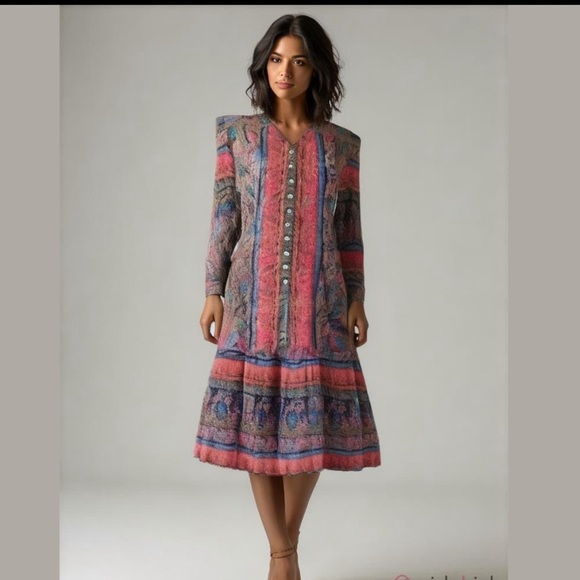 Lady Carol Dresses & Skirts - Lady Carol Petites Vintage Paisley Shoulder Pad Skirt Suit Set 14